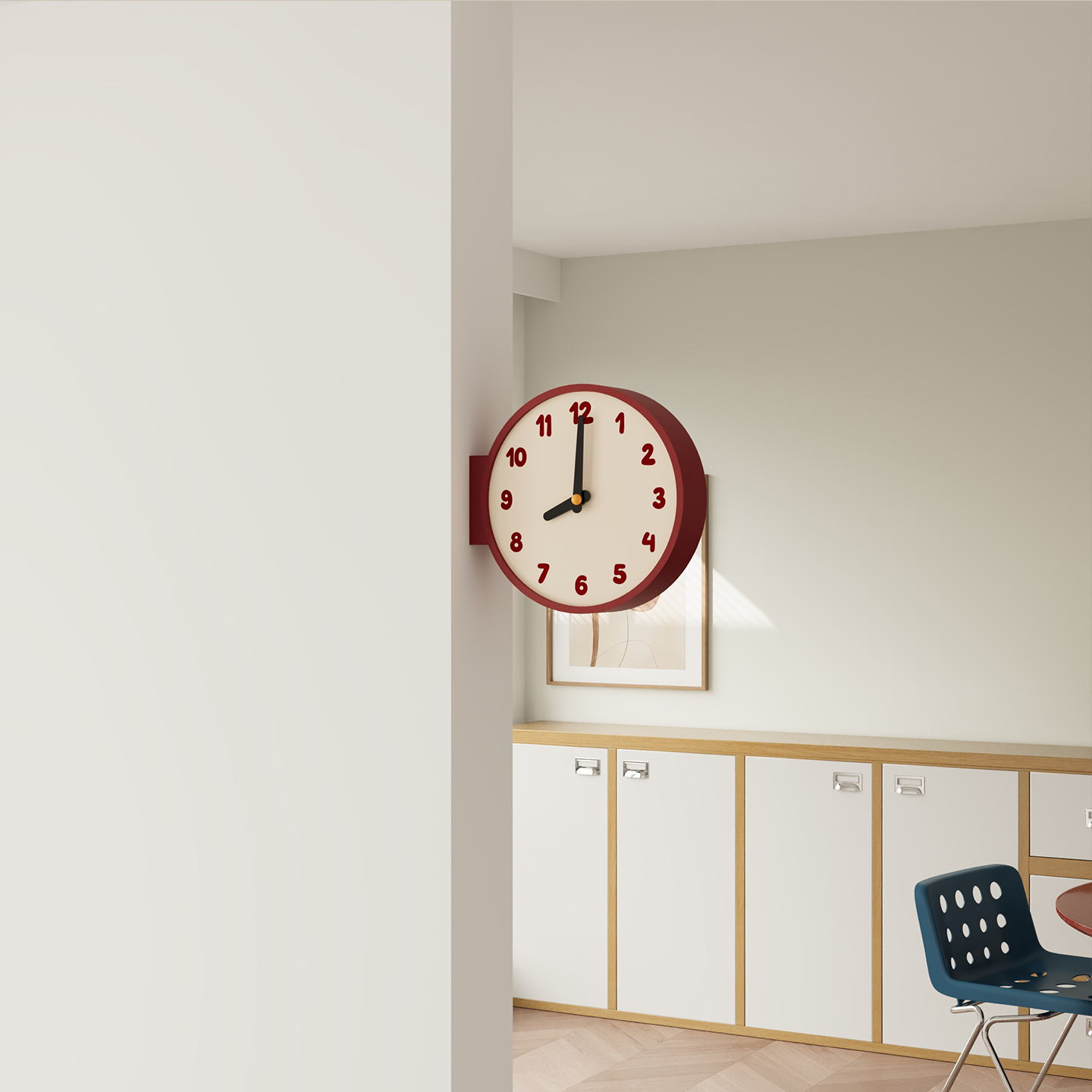 Corner View Double-Sided Clock